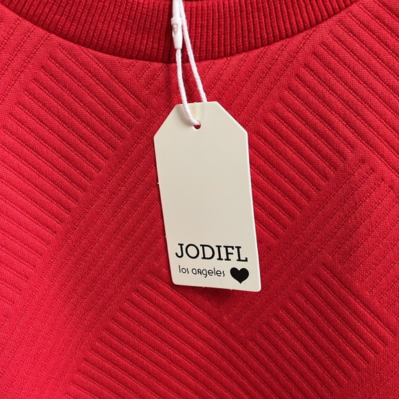 JODIFL Vibrant Red Textured Dress Large New with Tags - Picture 6 of 15